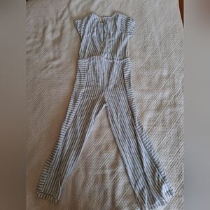 Zara Black and White Striped Jumpsuit Relaxed Fit